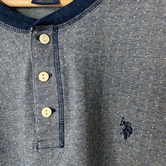 U.S. Polo Assn. Denim Co. Men’s Grey/Blue 100% Cotton Henley Top - Picture 3 of 16